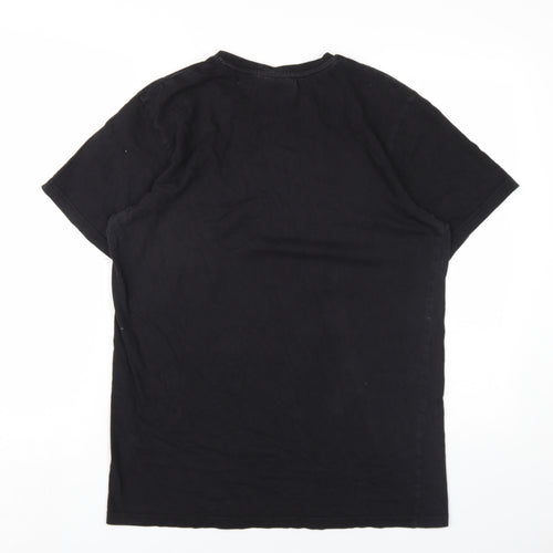 NICCE Mens Black Cotton T-Shirt Size M Round Neck