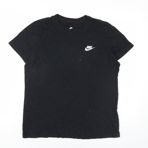 Nike Womens Black Cotton Basic T-Shirt Size M Round Neck