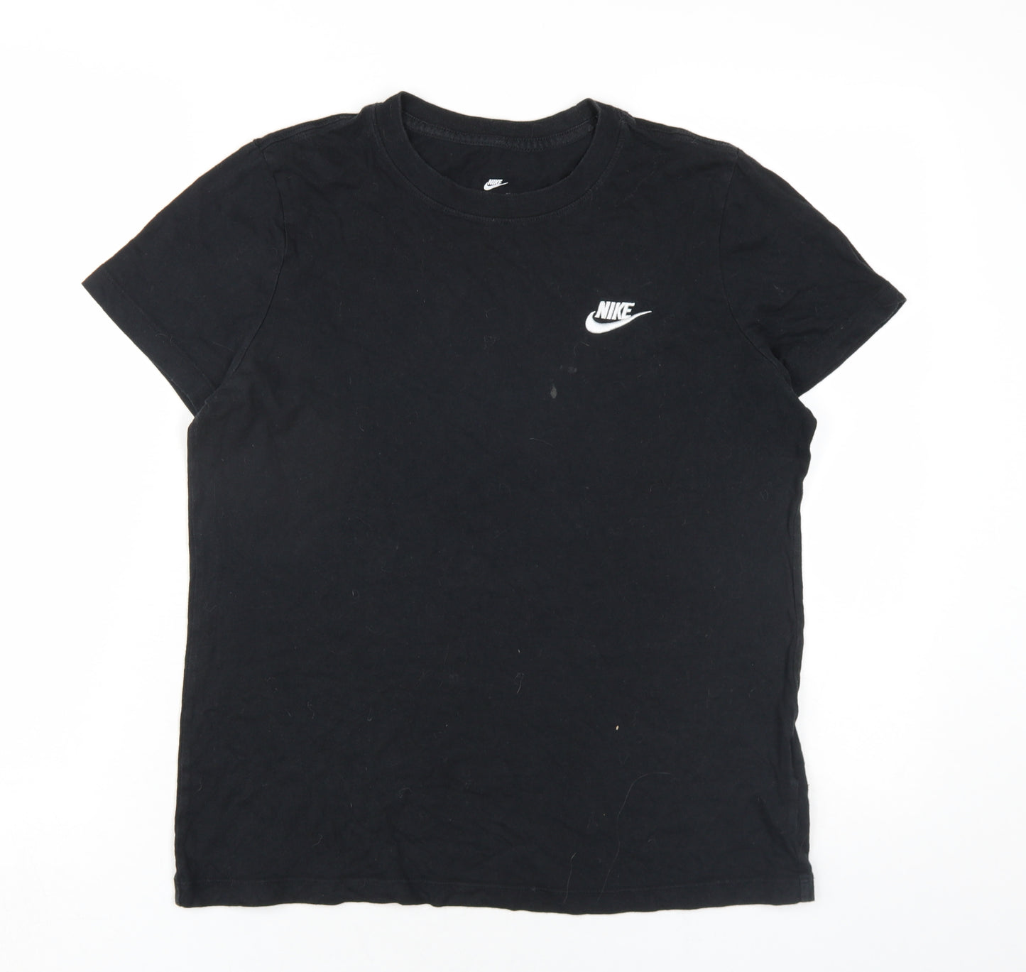 Nike Womens Black Cotton Basic T-Shirt Size M Round Neck