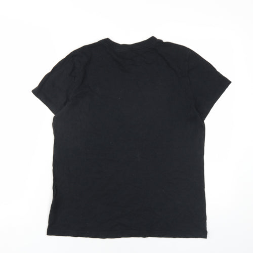 Nike Womens Black Cotton Basic T-Shirt Size M Round Neck