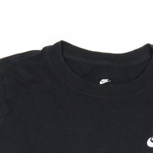 Nike Womens Black Cotton Basic T-Shirt Size M Round Neck