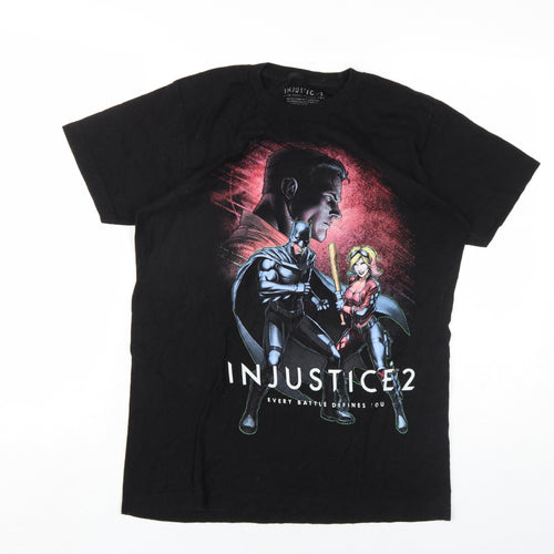 Injustice 2 Mens Black Cotton T-Shirt Size S Round Neck - Batman Joker Harley Quinn