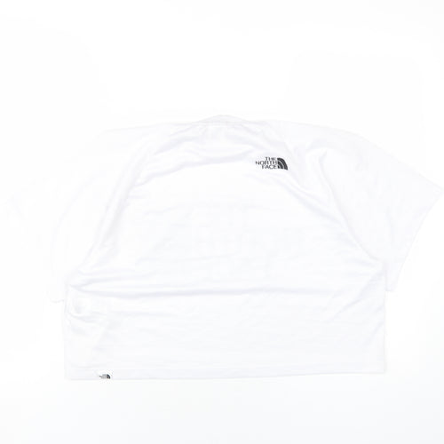 The North Face Womens White Polyester Cropped T-Shirt Size L Round Neck