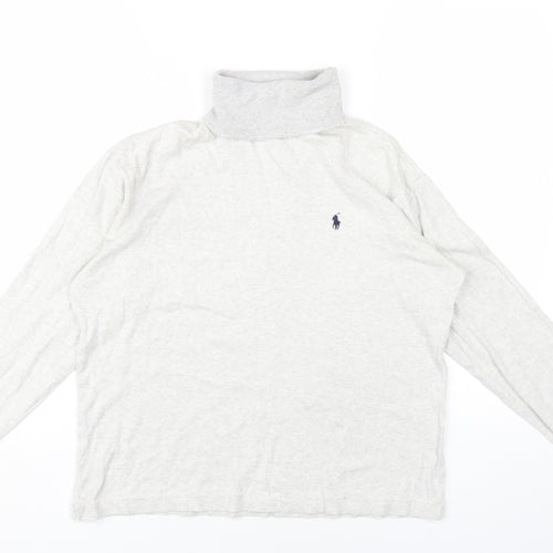 Ralph Lauren Sport Womens Grey Cotton Basic T-Shirt Size S Roll Neck