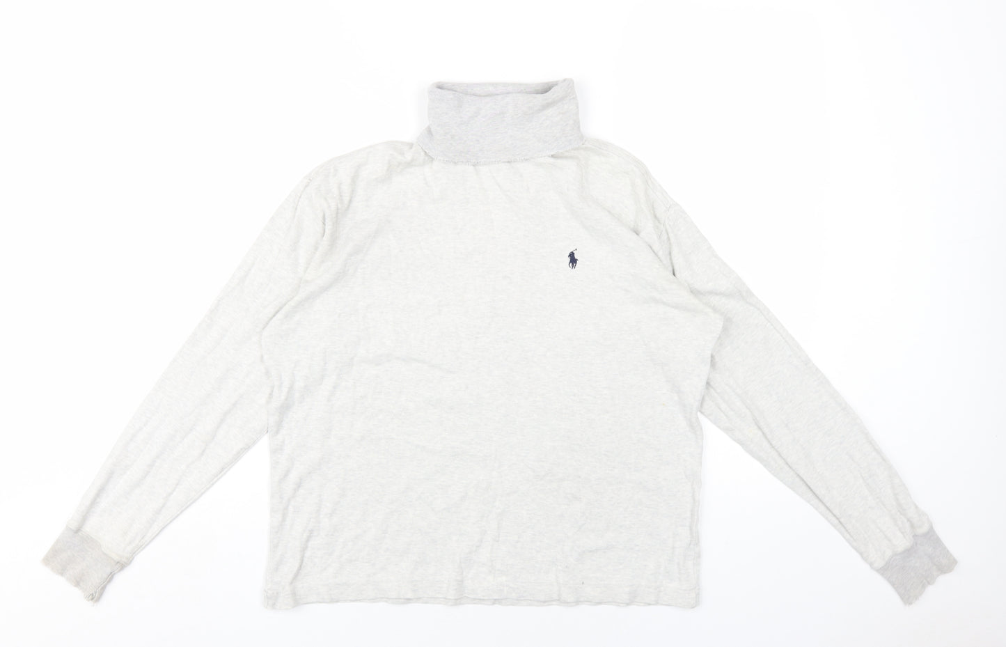 Ralph Lauren Sport Womens Grey Cotton Basic T-Shirt Size S Roll Neck