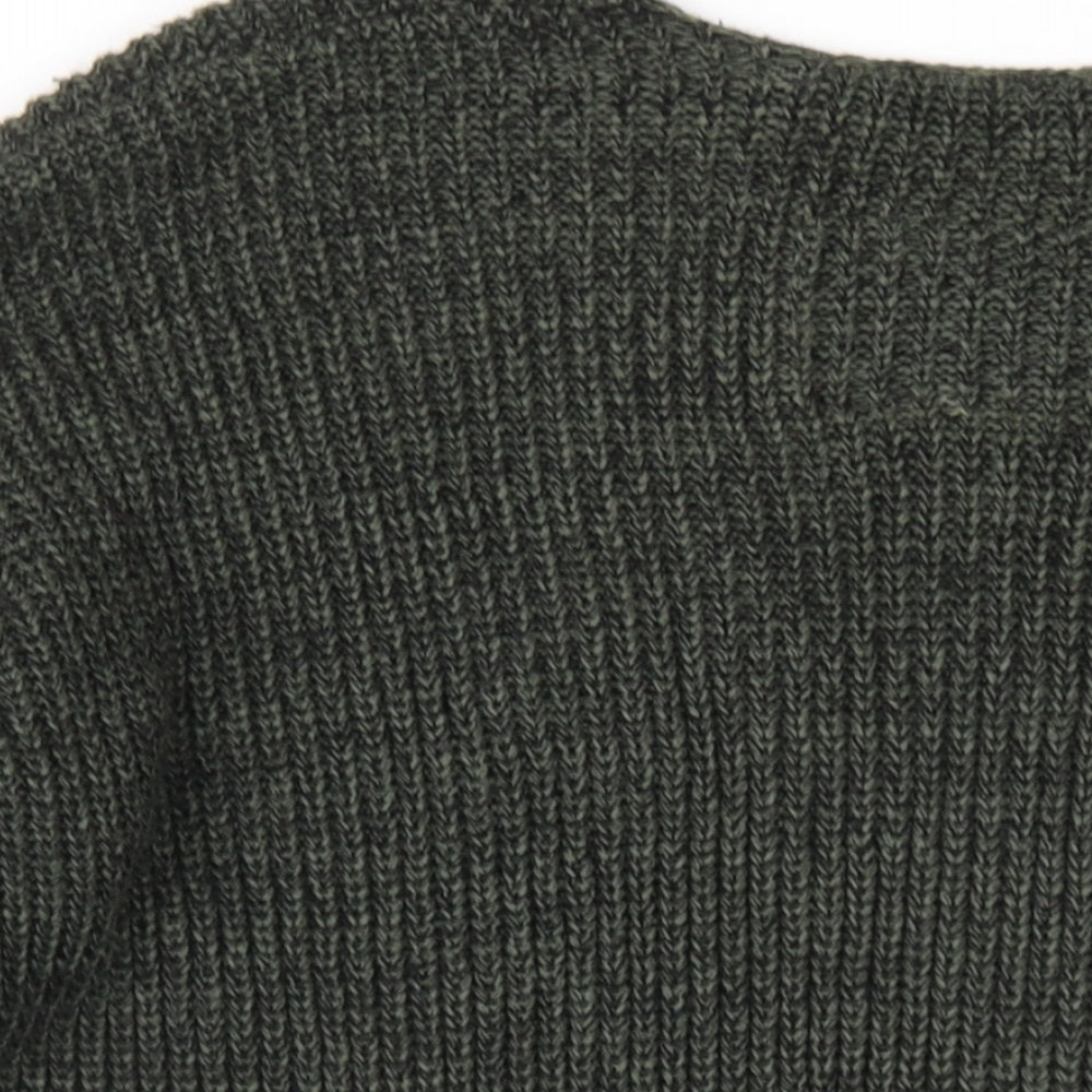 Superdry Womens Green V-Neck Cotton Pullover Jumper Size S