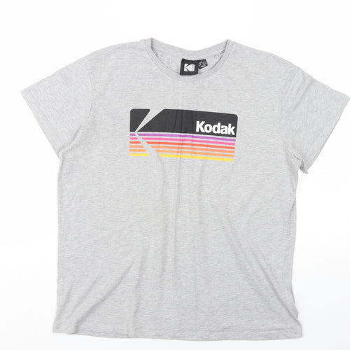 Kodak Womens Grey Cotton Basic T-Shirt Size 14 Round Neck