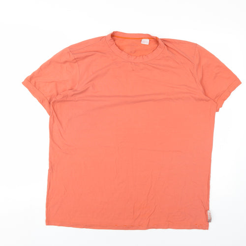 Calvin Klein Mens Orange Cotton T-Shirt Size XL Round Neck