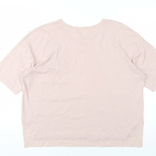 Mango Womens Pink Cotton Basic T-Shirt Size M Round Neck