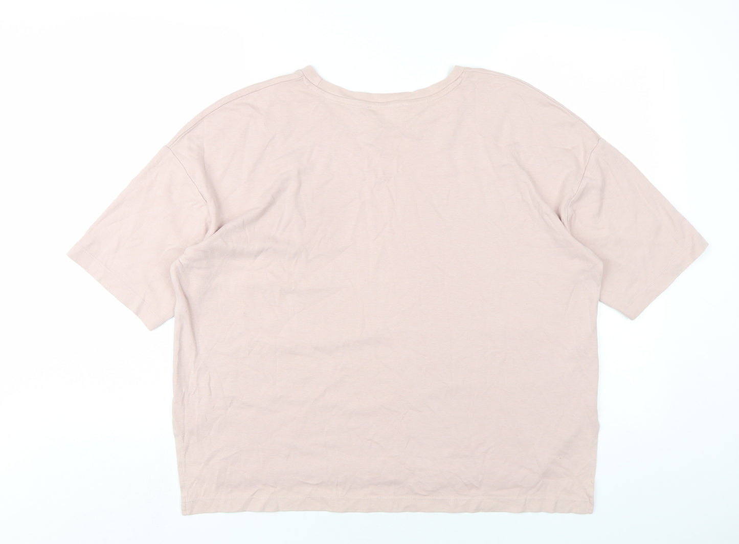 Mango Womens Pink Cotton Basic T-Shirt Size M Round Neck