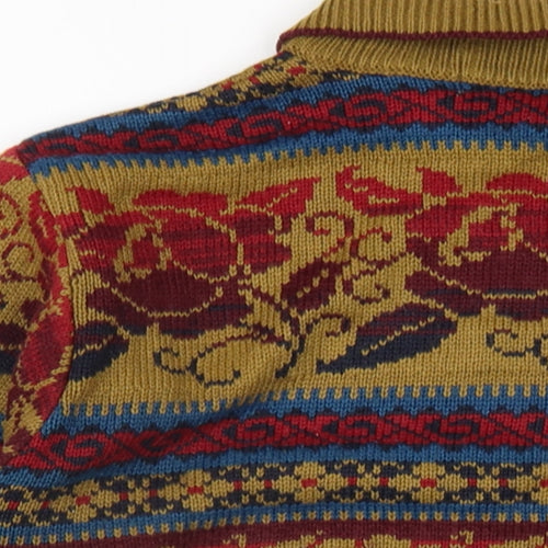 St Michael Womens Multicoloured Collared Geometric Acrylic Pullover Jumper Size 8