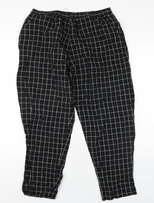 Khaadi Womens Black Check Cotton Trousers Size 12 L30 in Regular