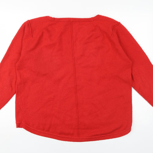 French Connection Womens Red Round Neck Acrylic Pullover Jumper Size M