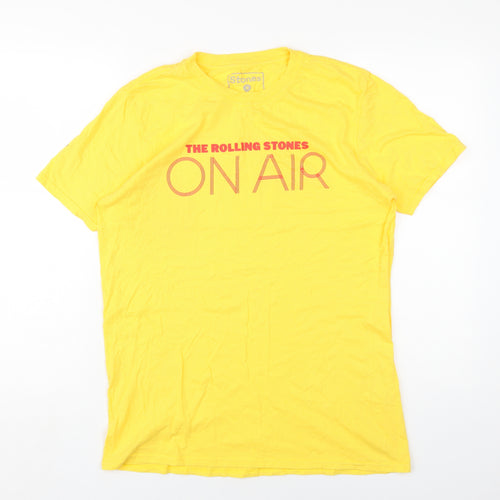 The Rolling Stones Womens Yellow Cotton Basic T-Shirt Size M Round Neck - The Rolling Stones On Air