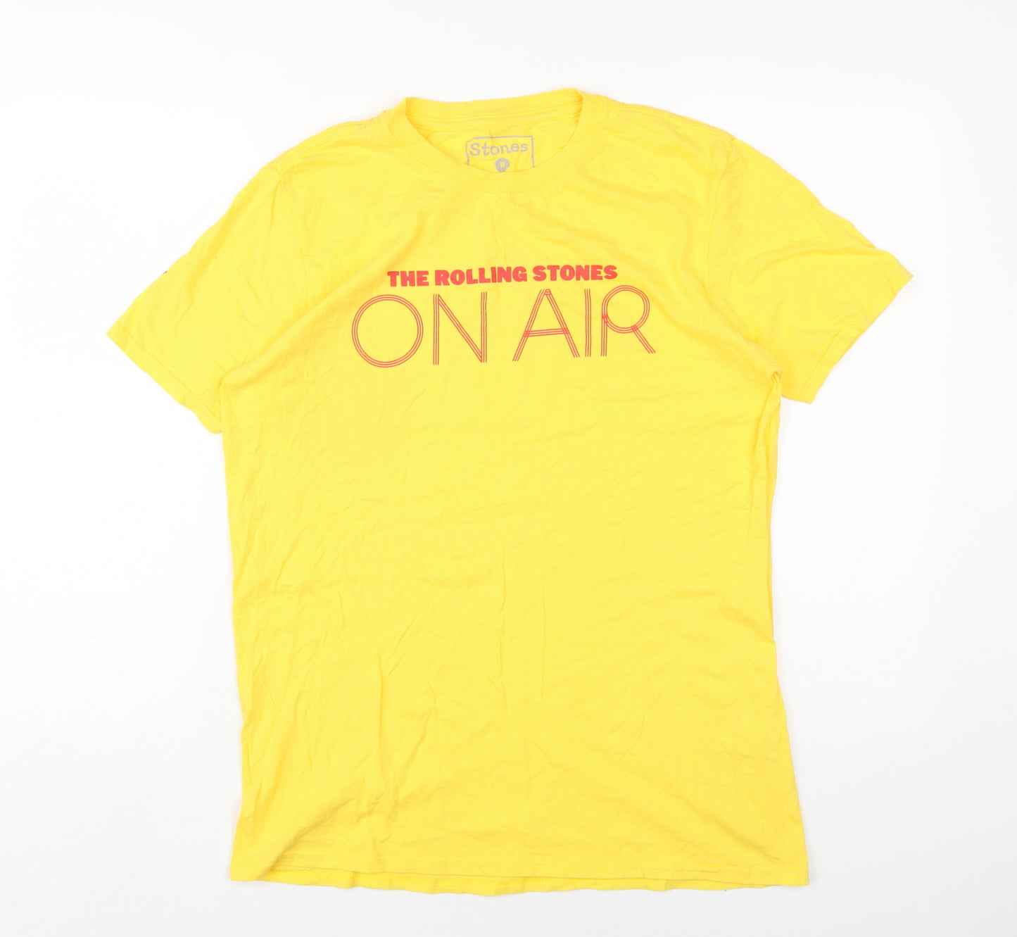 The Rolling Stones Womens Yellow Cotton Basic T-Shirt Size M Round Neck - The Rolling Stones On Air