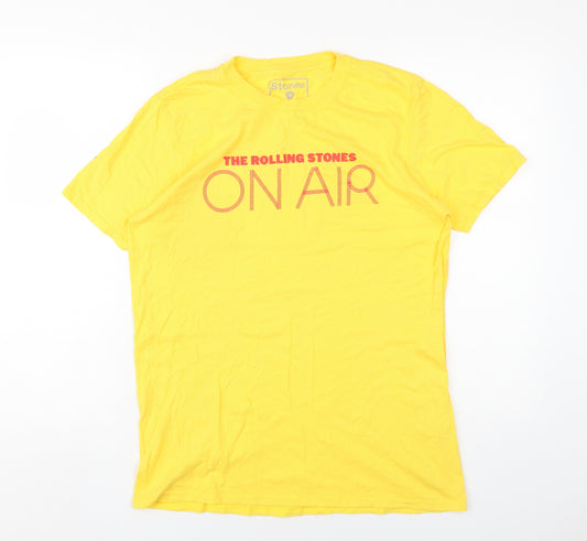 The Rolling Stones Womens Yellow Cotton Basic T-Shirt Size M Round Neck - The Rolling Stones On Air