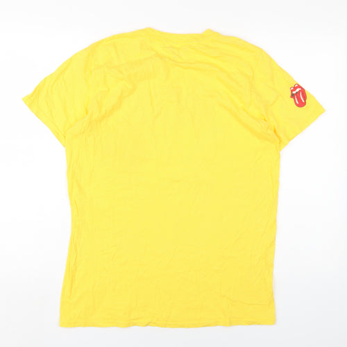 The Rolling Stones Womens Yellow Cotton Basic T-Shirt Size M Round Neck - The Rolling Stones On Air