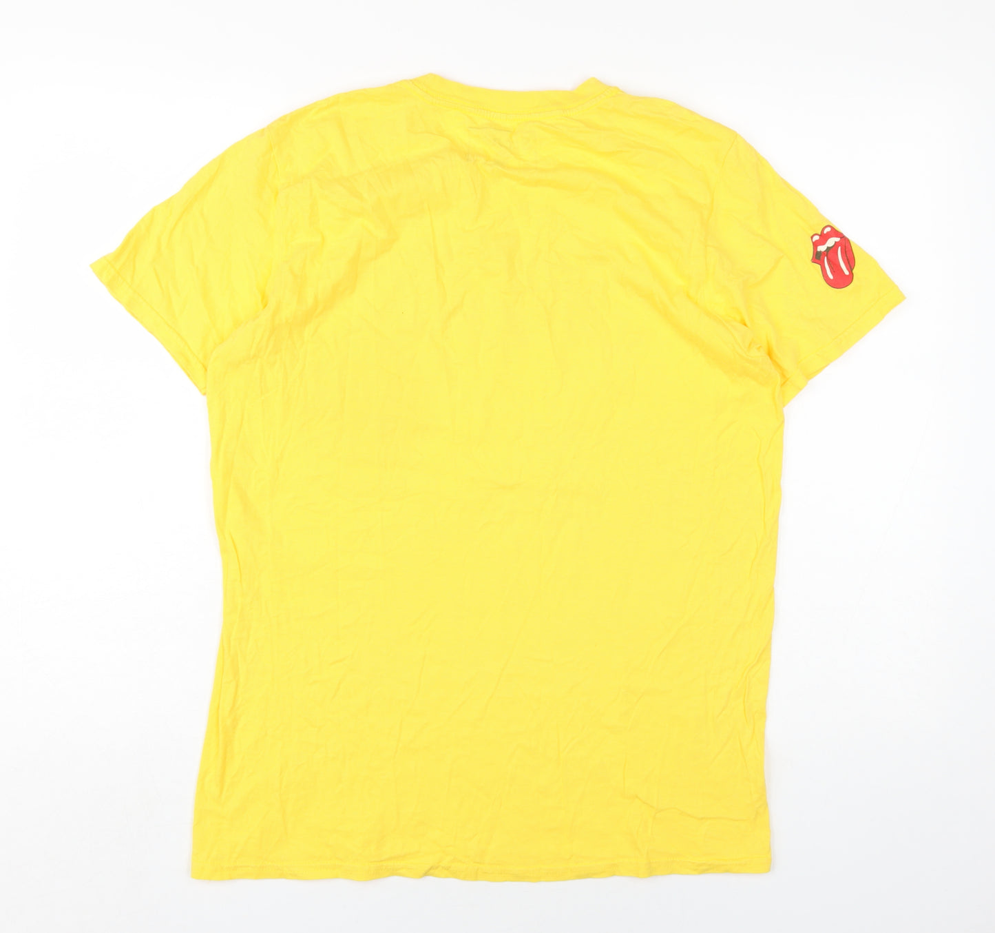 The Rolling Stones Womens Yellow Cotton Basic T-Shirt Size M Round Neck - The Rolling Stones On Air