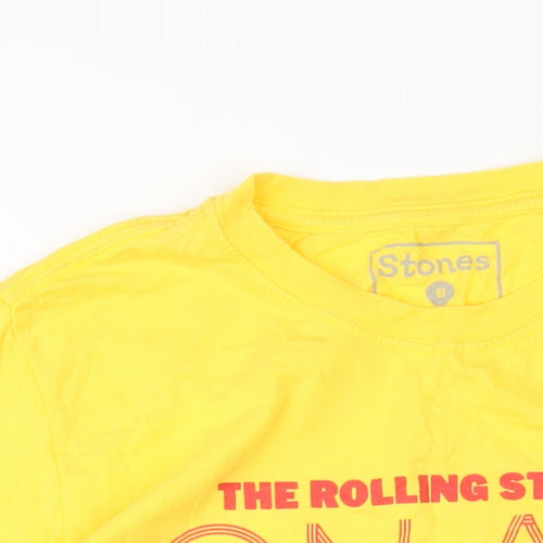 The Rolling Stones Womens Yellow Cotton Basic T-Shirt Size M Round Neck - The Rolling Stones On Air