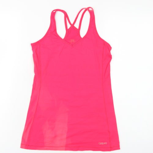Casall Womens Pink Polyester Camisole T-Shirt Size 8 V-Neck Pullover