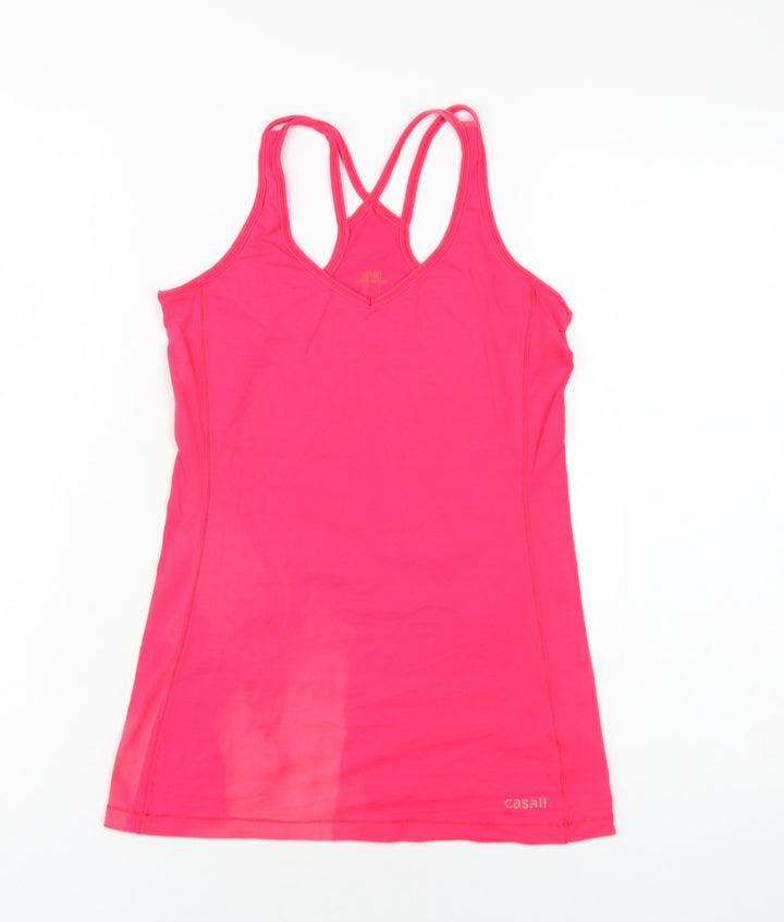 Casall Womens Pink Polyester Camisole T-Shirt Size 8 V-Neck Pullover
