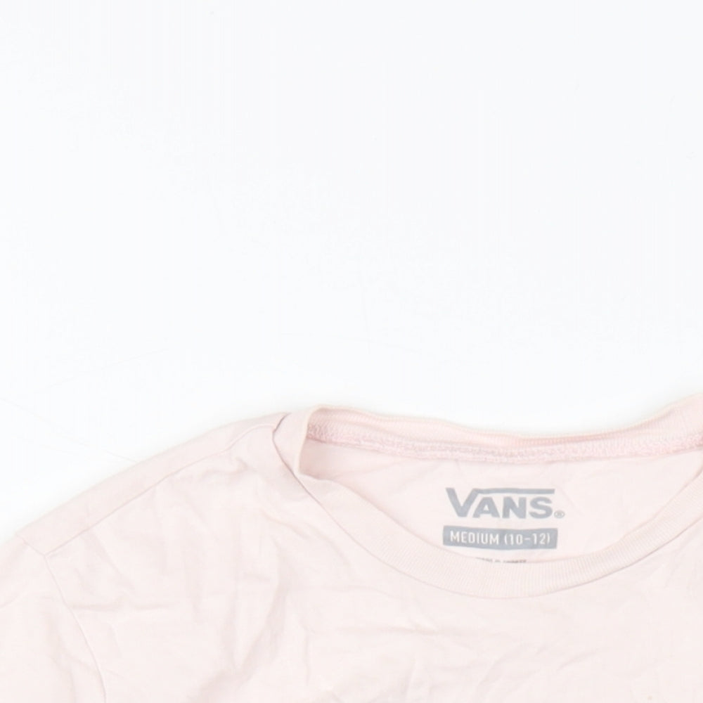 VANS Girls Pink Cotton Basic T-Shirt Size 10-11 Years Round Neck Pullover