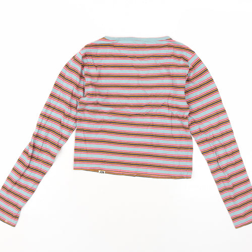 Lucy & Yak Womens Multicoloured Striped Cotton Basic T-Shirt Size M Round Neck