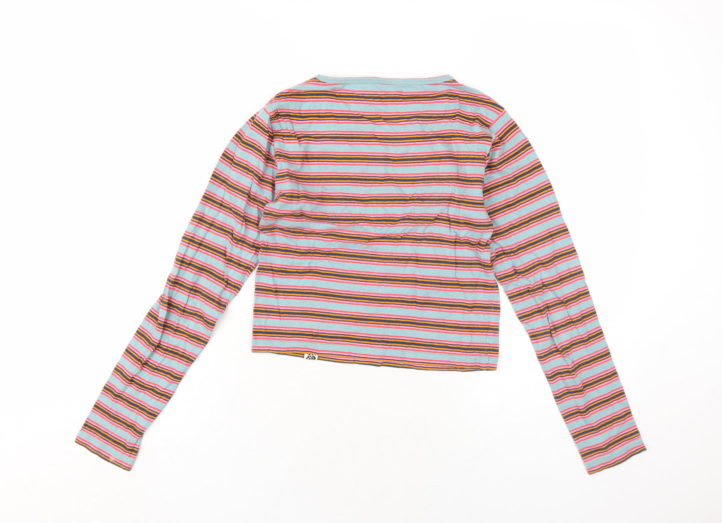 Lucy & Yak Womens Multicoloured Striped Cotton Basic T-Shirt Size M Round Neck