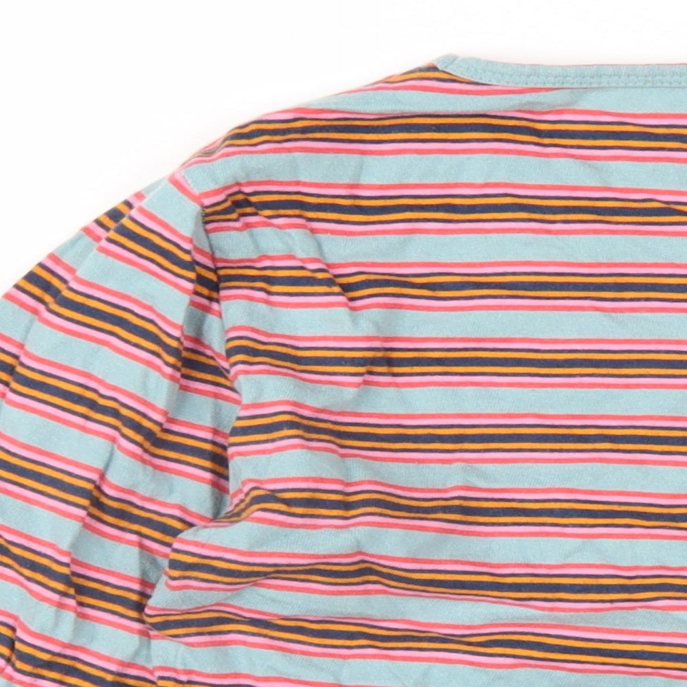 Lucy & Yak Womens Multicoloured Striped Cotton Basic T-Shirt Size M Round Neck