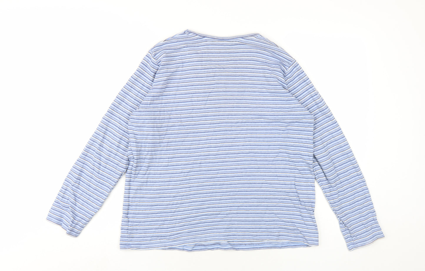 EWM Womens Blue Striped Cotton Basic T-Shirt Size 18 Round Neck