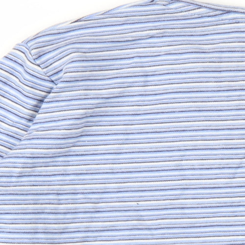 EWM Womens Blue Striped Cotton Basic T-Shirt Size 18 Round Neck