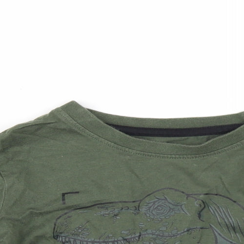Jurassic World Boys Green Cotton Basic T-Shirt Size 2-3 Years Round Neck Pullover