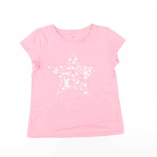 Gap Girls Pink Cotton Basic T-Shirt Size 10-11 Years Round Neck Pullover