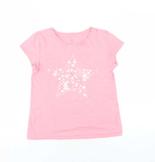 Gap Girls Pink Cotton Basic T-Shirt Size 10-11 Years Round Neck Pullover