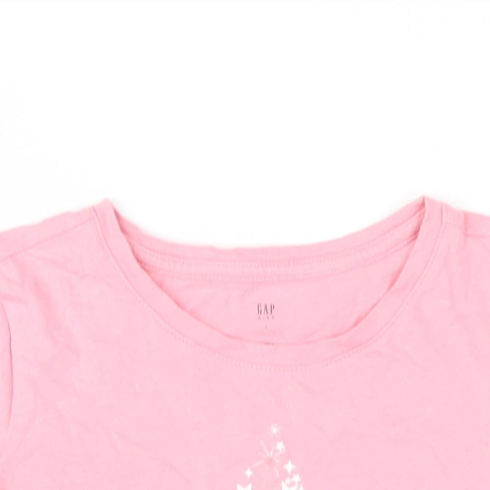 Gap Girls Pink Cotton Basic T-Shirt Size 10-11 Years Round Neck Pullover