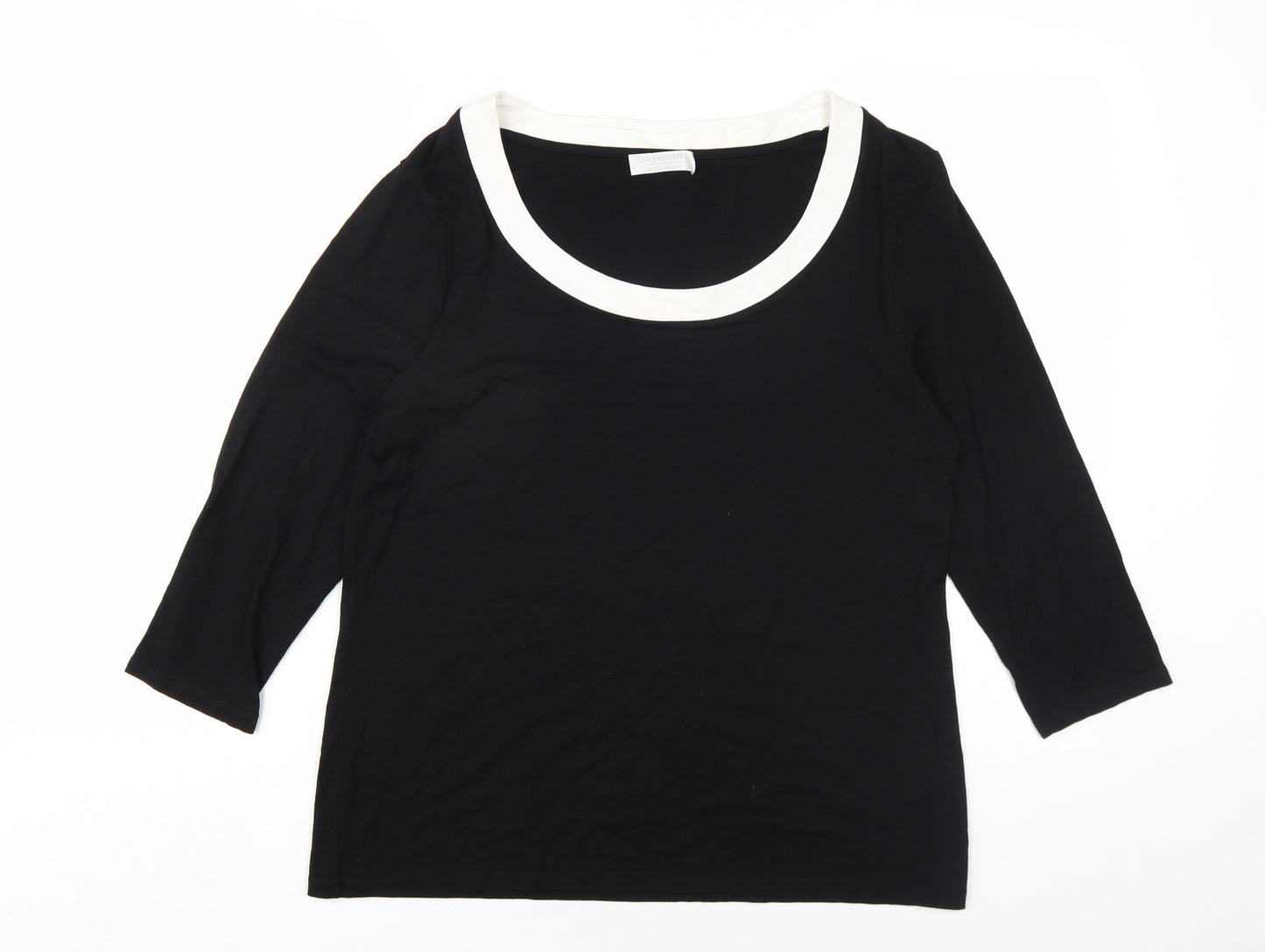 Windsmoor Womens Black Viscose Basic T-Shirt Size M Scoop Neck