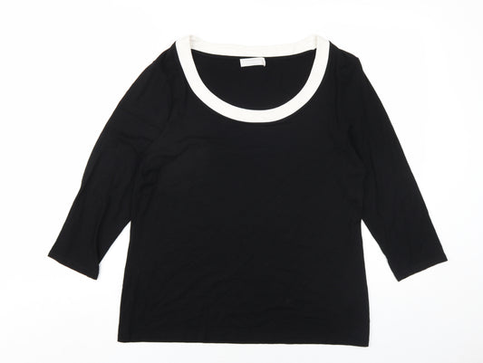 Windsmoor Womens Black Viscose Basic T-Shirt Size M Scoop Neck