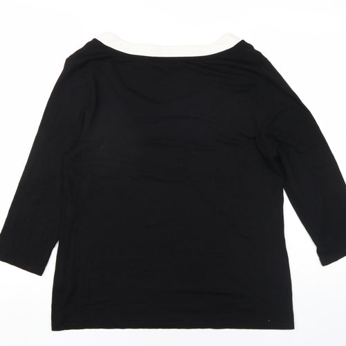 Windsmoor Womens Black Viscose Basic T-Shirt Size M Scoop Neck