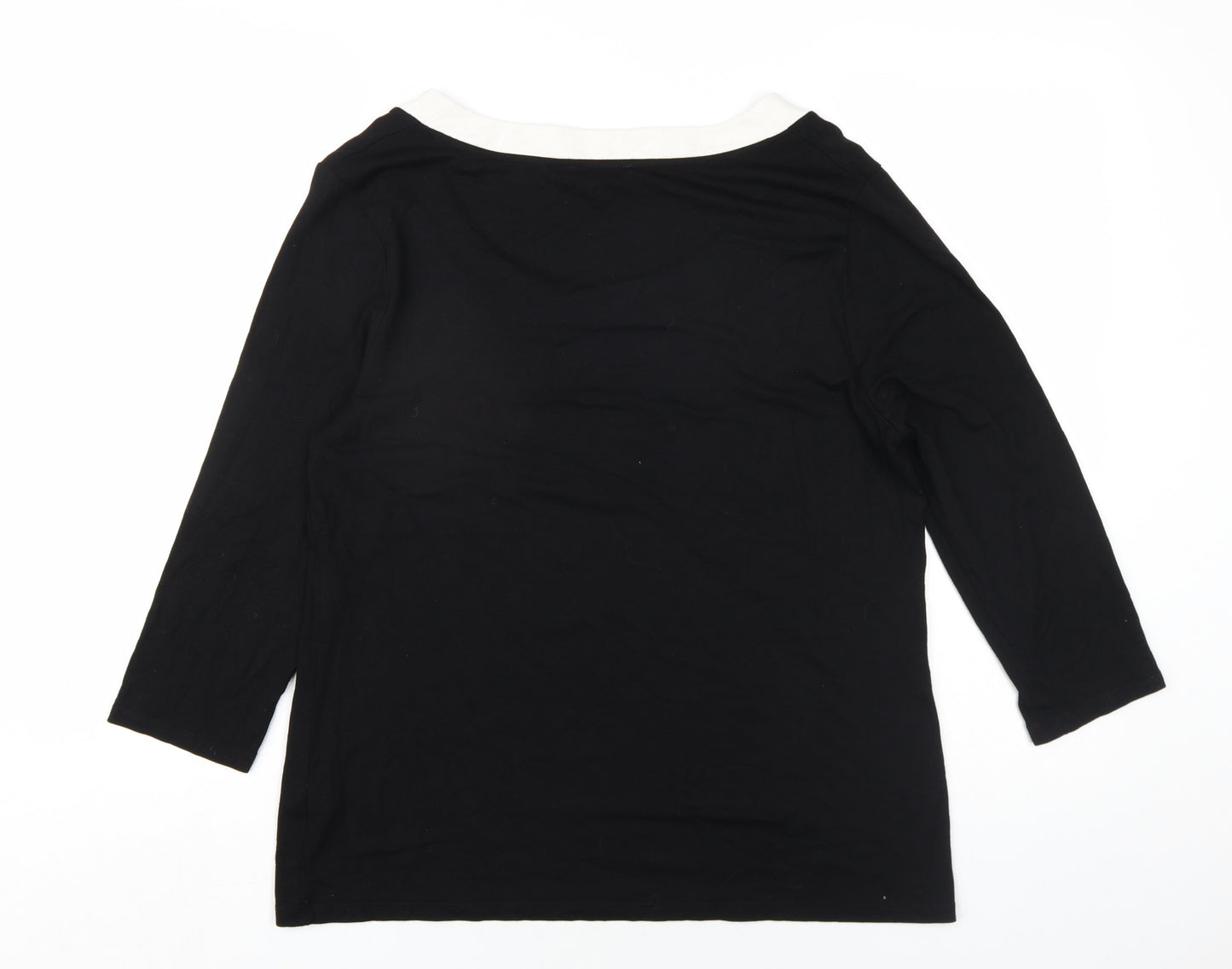 Windsmoor Womens Black Viscose Basic T-Shirt Size M Scoop Neck