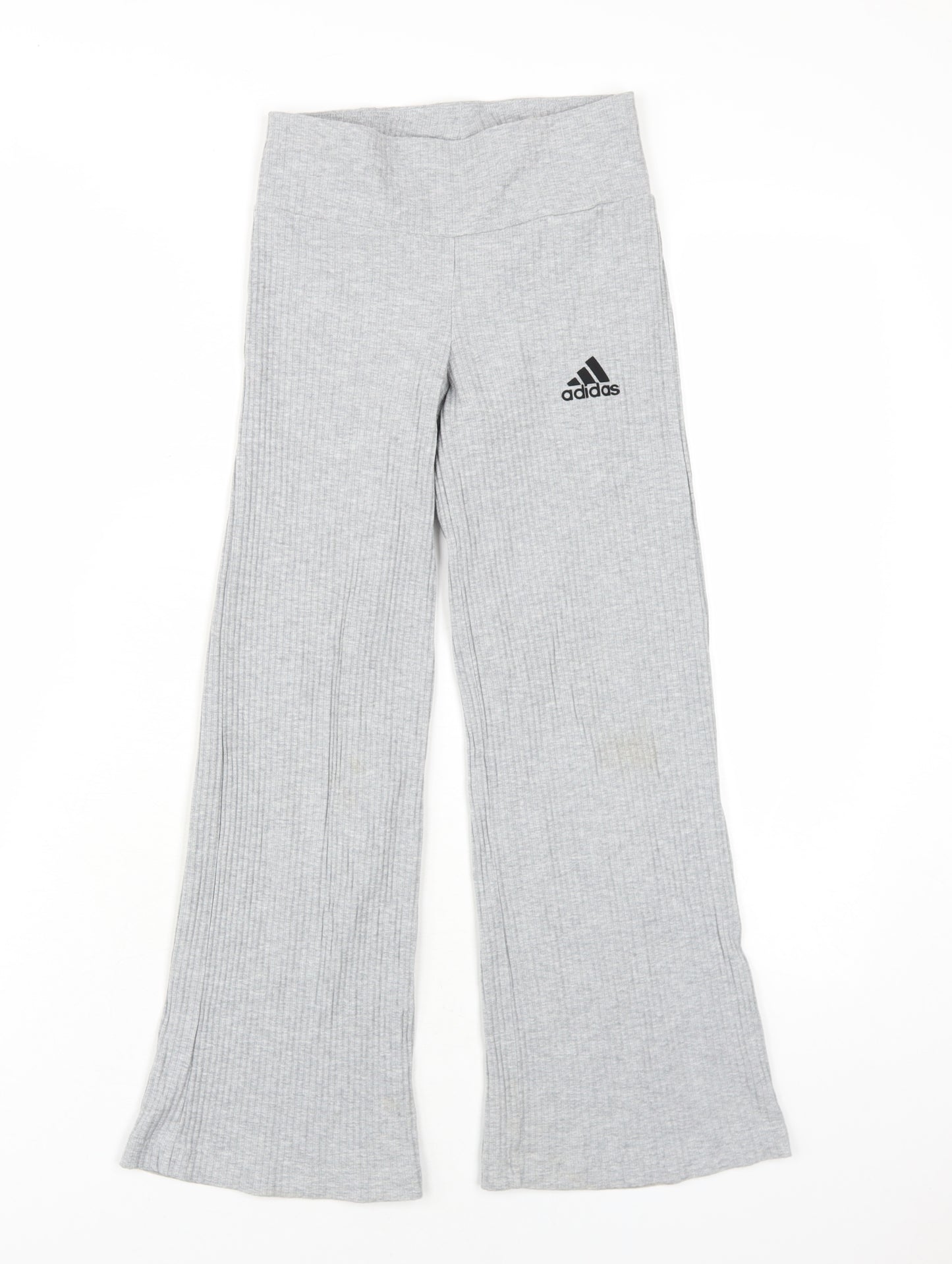 adidas Girls Grey Cotton Jogger Trousers Size 7-8 Years L24 in Regular Pullover