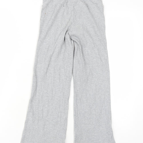 adidas Girls Grey Cotton Jogger Trousers Size 7-8 Years L24 in Regular Pullover