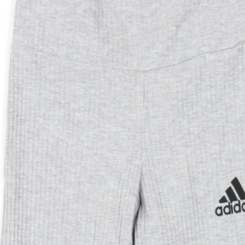adidas Girls Grey Cotton Jogger Trousers Size 7-8 Years L24 in Regular Pullover