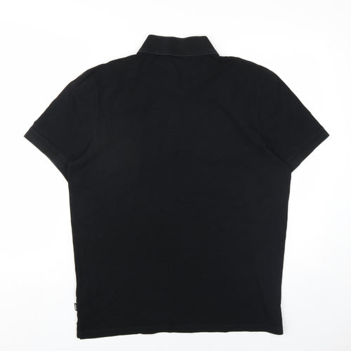 HUGO BOSS Mens Black Cotton Polo Size XL Collared Button