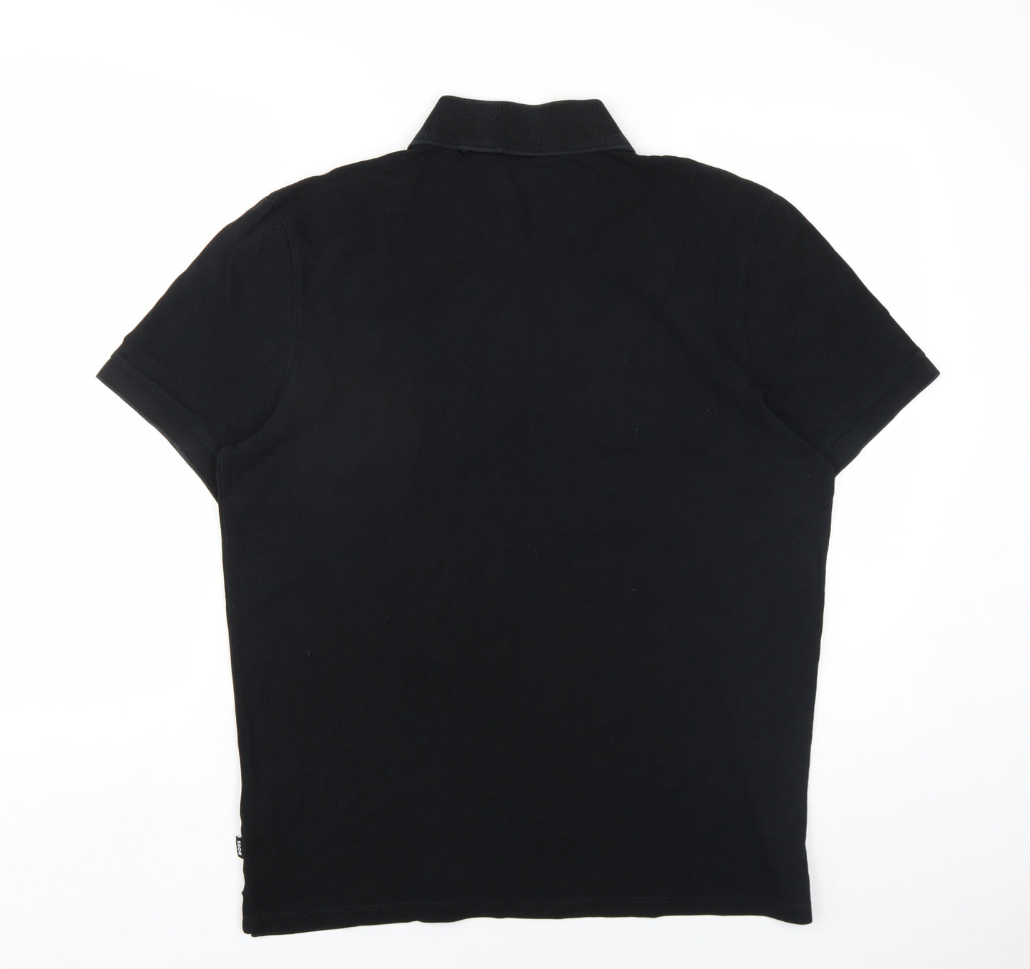 HUGO BOSS Mens Black Cotton Polo Size XL Collared Button