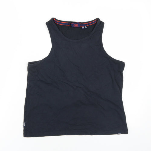 Superdry Womens Black Cotton Basic Tank Size 10 Scoop Neck