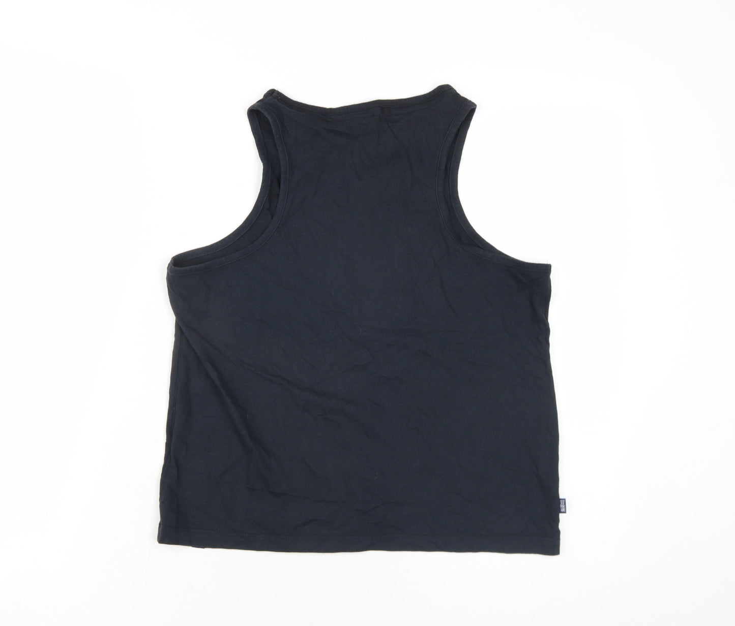 Superdry Womens Black Cotton Basic Tank Size 10 Scoop Neck