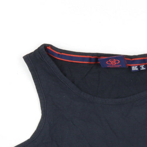 Superdry Womens Black Cotton Basic Tank Size 10 Scoop Neck