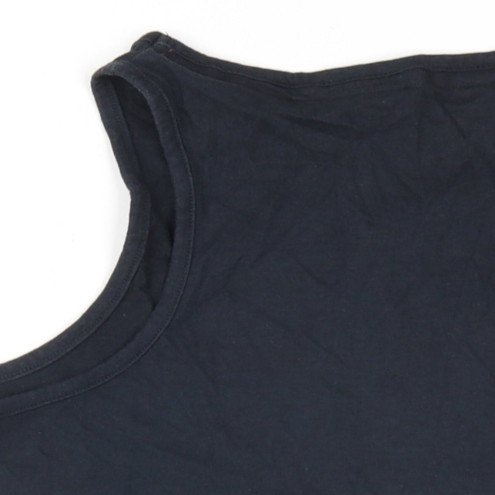 Superdry Womens Black Cotton Basic Tank Size 10 Scoop Neck