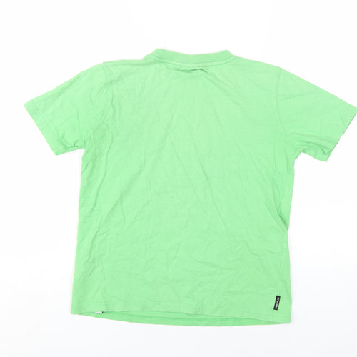 Animal Boys Green Cotton Basic T-Shirt Size 11-12 Years Round Neck Pullover