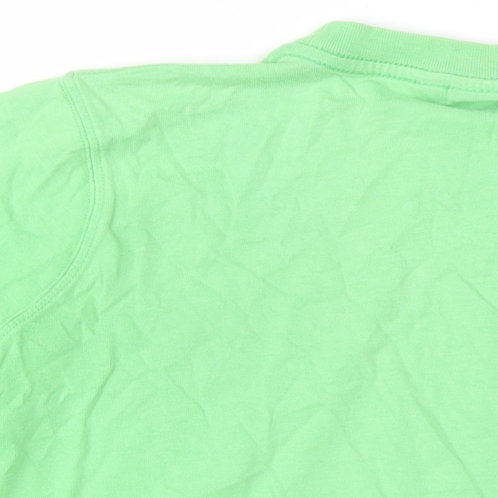 Animal Boys Green Cotton Basic T-Shirt Size 11-12 Years Round Neck Pullover